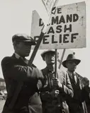 San Francisco ('We Demand Cash Relief') by Dorothea Lange, 1934, Gelatin silver print, probably printed 1950s, sold Oct 2022