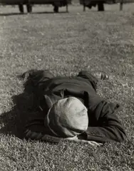 San Francisco (man lying on grass) by Dorothea Lange, 1934, Gelatin silver print, probably printed 1950s, offered Oct 2022