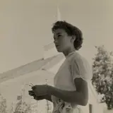Before Church, Gunlock, Utah (Mary Ellen Hunt), from Three Mormon Towns by Dorothea Lange, 1953, Gelatin silver print, sold Oct 2022