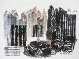 Hong Sek Chern, Wandering around Shenton Way, 2017, Chinese ink on rice paper