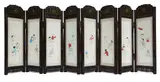 A Chinese miniature table folding screen, Children Playing Outdoors, ink on paper, wood