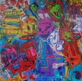 Nana Tedja, No Vaccine No Party, 2021, acrylic on canvas