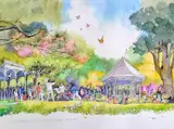 Alex Leong, Qi At The Botanics, Botanical Gardens Singapore, 2021, watercolour on Archers Rough 300g paper
