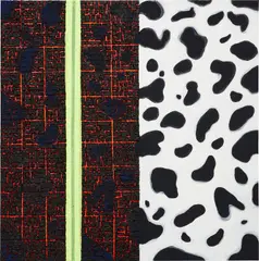 Dalmatian (No. 3) by Vaughn Spann, 2018, terrycloth, fabric, tape, adhesive and acrylic on canvas, sold Mar 2021
