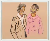 Joy Labinjo, Two Women in Conversation, 2019, oil pastel on paper
