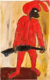 Brandon Landers, Baby Broodie in His Bunny Onesie with His Brown Cap Gun, oil on canvas