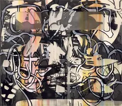 MYS/MOS #3 by Jan-Ole Schiemann, 2015, ink and acrylic on canvas, sold Mar 2021