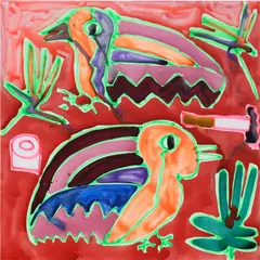 Untitled by Katherine Bernhardt, 2017, acrylic and spray paint on canvas, sold Mar 2021