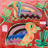 Untitled by Katherine Bernhardt, 2017, acrylic and spray paint on canvas, sold Mar 2021