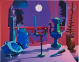 Jonathan Chapline, Virtual Characters, Domestic Landscape, 2017, acrylic and Flashe on panel