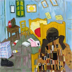 John Madu, John in the Bedroom in Arles, 2020, acrylic and ink on canvas