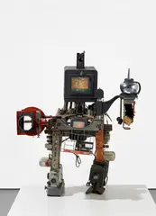 Gotherbot by Nam June Paik, 1994, video sculpture consisting of monitors, antique cameras and camera components, VHS tapes, electronic equipment, coffee k, sold Mar 2021