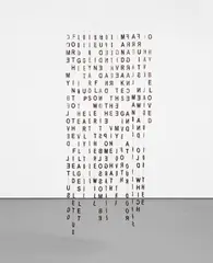 Jaume Plensa, Song of Songs (Curtain U: Come my beloved...), 2005, stainless steel letters, wire and mount