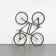 Ai Weiwei, Forever Duo (Stainless Steel Bicycles in Gliding), 2006, stainless steel bicycle frames and rubber tires