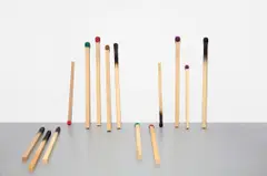 Gabriel Kuri, Waiting Spent (07), 2013, wood, silica, phosphorus and ash, in 14 parts