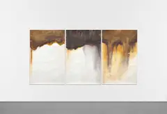 Thiago Rocha Pitta, Tres Nuvens De Lama (Three Mud Clouds), 2011, tempera on fabric, in 3 parts
