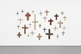 Estás en todos lados by Mariana Telleria, 2010, 28 crosses made from wooden frames, sold Mar 2021