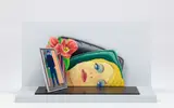 Tom Wesselmann, Maquette for Bedroom Painting #32, 1976–1979, oil on canvas laid on Masonite, on Liquitex on board, on enameled Masonite construction, in Plexiglas box
