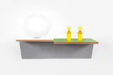 Haim Steinbach, Untitled (2 toothpick holders, lamp)