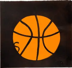 Basketball by Jonas Wood, 2008, acrylic and ink on paper, sold Mar 2021