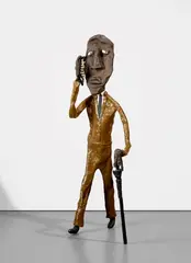 Will Ryman, Big Man with Cell Phone, 2007, papier-mâché, resin, Magic Sculpt, acrylic, wire mesh, PVC pipe, copper tubing and wood