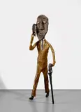 Will Ryman, Big Man with Cell Phone, 2007, papier-mâché, resin, Magic Sculpt, acrylic, wire mesh, PVC pipe, copper tubing and wood