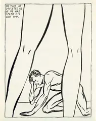 No Title (He Was As) by Raymond Pettibon, 1987, pen and ink on paper, sold Mar 2021
