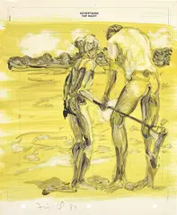 Untitled (Man on Beach with Daughter) by Eric Fischl, 1983, oil on paper, sold Mar 2021