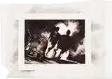 Robert Longo, Johnny and Jane Run from Drome Bar (SC #50), 1995, pencil, charcoal, graphite, chalk and marker on vellum