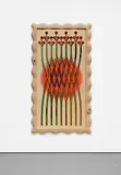 Orion Martin, Nombreflad Glycerin Bloom, 2017, oil, MDF-inlaid driftwood, drumsticks and automotive paint on canvas, in artist's frame