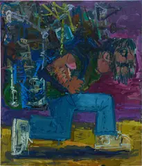 Todd Bienvenu, Toddy as Sisyphus, 2015, oil on canvas