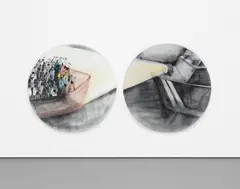 Kcho, Illuminados, 2012, crayon on canvas, diptych