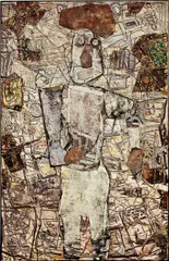 Jean Dubuffet, L'homme à la toque, oil and canvas collage on canvas