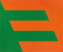 Green and Orange by Carmen Herrera, 1958, acrylic on canvas, sold Jun 2021