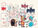 Batman by Jean-Michel Basquiat, 1983, oilstick on paper, sold Jun 2021