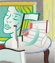 Roy Lichtenstein, Collage for Interior with Painting and Still Life, 1997, tape, graphite, painted and printed paper collage on board
