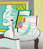 Roy Lichtenstein, Collage for Interior with Painting and Still Life, 1997, tape, graphite, painted and printed paper collage on board