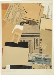 Kurt Schwitters, Oorlog, 1930, paper collage on paper, laid on artist's mount, laid on board