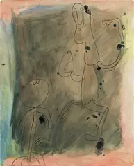 Figures by Joan Miró, watercolor and ink on paper, sold Jun 2021