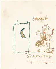 Untitled (Starvation) by Jean-Michel Basquiat, 1981, oilstick on paper, sold Jun 2021