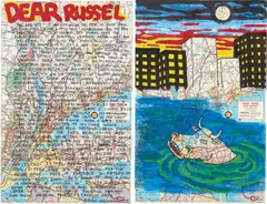 David Wojnarowicz, Dear Russell, 1984, mixed media on New York City maps, in 2 parts