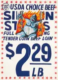 David Wojnarowicz, USDA Choice Beef, 1985, acrylic and paper collage on found supermarket poster