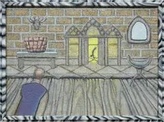 Walking Man by Richard Artschwager, 2004, acrylic on fiber panel, in artist's frame, sold Jun 2021