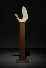 Fish Lamp by Frank Gehry, 1987, glass, silicone, electrical lighting, wood and glue, sold Jun 2021