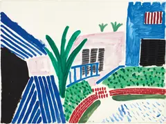 David Hockney, House Palm and Pool, 1982, gouache on paper