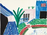 David Hockney, House Palm and Pool, 1982, gouache on paper