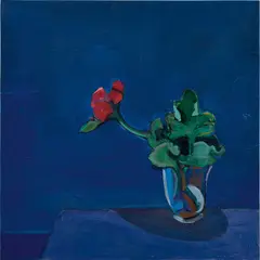 Theophilus Brown, Still Life with Geranium Blossom, 1968, acrylic on Masonite