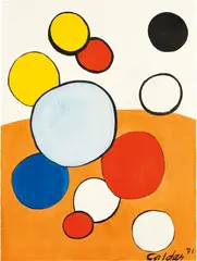 Bubbles on Orange by Alexander Calder, 1971, gouache and ink on paper, sold Jun 2021