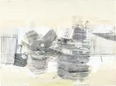 Robert Rauschenberg, Untitled, 1968, graphite, solvent transfer, and watercolor on paper