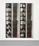 Vito Acconci, Walkover, 1975, gelatin silver prints, pastel, and chalk text on board, in 2 parts